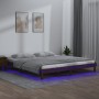 Estructura de cama con LED madera maciza marrón miel 160x200 cm de , Camas y somieres - Ref: Foro24-820619, Precio: 115,48 €,...