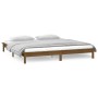 Bed frame with LED solid wood honey brown 160x200 cm by , Beds and slatted bases - Ref: Foro24-820619, Price: 115,48 €, Disco...