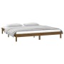 Bed frame with LED solid wood honey brown 160x200 cm by , Beds and slatted bases - Ref: Foro24-820619, Price: 115,48 €, Disco...