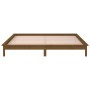 Bed frame with LED solid wood honey brown 160x200 cm by , Beds and slatted bases - Ref: Foro24-820619, Price: 115,48 €, Disco...