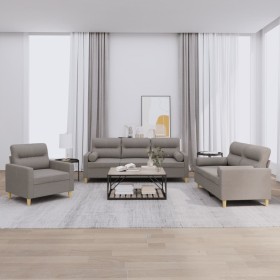 Sofa set with cushions 3 pieces taupe gray fabric by , Sofas - Ref: Foro24-3201559, Price: 817,99 €, Discount: %