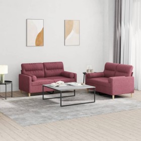 Sofa set with cushions 2 pieces red fabric by , Sofas - Ref: Foro24-3201590, Price: 490,99 €, Discount: %