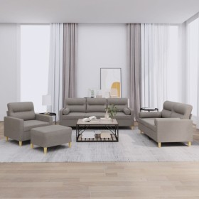 Sofa set with cushions 4 pieces taupe gray fabric by , Sofas - Ref: Foro24-3201567, Price: 857,99 €, Discount: %