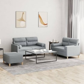 Sofa set with cushions 3 pieces light gray fabric by , Sofas - Ref: Foro24-3201592, Price: 526,28 €, Discount: %