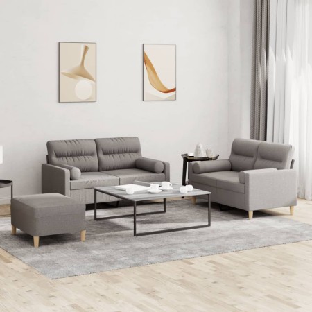 Sofagarnitur mit Kissen, 3-teilig, taupegrauer Stoff von , Sofas - Ref: Foro24-3201599, Preis: 571,95 €, Rabatt: %