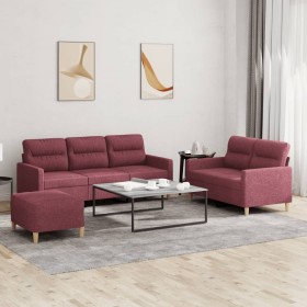 Sofagarnitur mit Kissen 3-teilig aus rotem Stoff von , Sofas - Ref: Foro24-3201614, Preis: 576,99 €, Rabatt: %