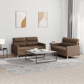 Sofa set with cushions 2 pieces brown fabric by , Sofas - Ref: Foro24-3201571, Price: 447,28 €, Discount: %