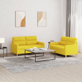 Sofa set with cushions 2 pieces light yellow fabric by , Sofas - Ref: Foro24-3201573, Price: 463,99 €, Discount: %