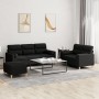 Sofa set with cushions 3 pieces black fabric by , Sofas - Ref: Foro24-3201628, Price: 620,56 €, Discount: %