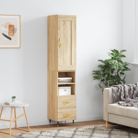 Aparador de madera contrachapada roble Sonoma 34,5x34x180 cm de , Aparadores - Ref: Foro24-3200244, Precio: 99,99 €, Descuent...