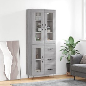 Aparador alto madera contrachapada gris sonoma 69,5x34x180 cm de , Aparadores - Ref: Foro24-3198631, Precio: 176,99 €, Descue...