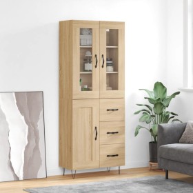 High oak-colored plywood sideboard 69.5x34x180 cm by , Sideboards - Ref: Foro24-3198692, Price: 169,99 €, Discount: %