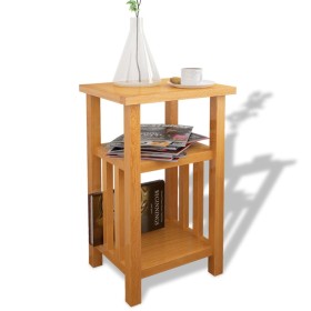 Solid oak wood side table with shelf 27x35x55cm by vidaXL, Side tables - Ref: Foro24-244211, Price: 60,12 €, Discount: %