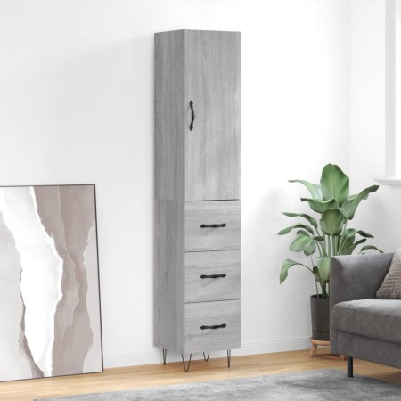 Tall Sonoma gray plywood sideboard 34.5x34x180 cm by , Sideboards - Ref: Foro24-3198887, Price: 104,44 €, Discount: %