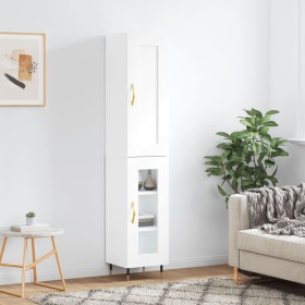 White engineered wood tall sideboard 34.5x34x180 cm by , Sideboards - Ref: Foro24-3200369, Price: 97,74 €, Discount: %