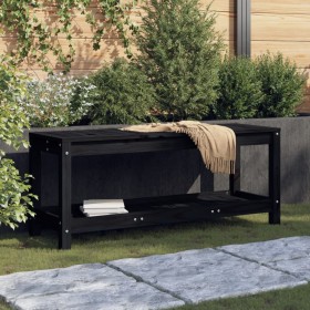 Solid black pine wood garden bench 108x35x45 cm by , garden benches - Ref: Foro24-832384, Price: 80,82 €, Discount: %