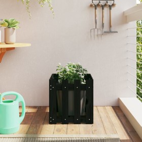 Fence design planter solid black pine wood 40x40x40 cm by , Pots and planters - Ref: Foro24-832449, Price: 24,24 €, Discount: %