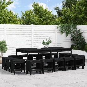 Garden dining set 17 pieces solid black pine wood by , Garden sets - Ref: Foro24-3157731, Price: 864,99 €, Discount: %