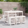 7-piece white pine wood garden table and high stools set by , Garden sets - Ref: Foro24-3157752, Price: 485,08 €, Discount: %