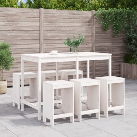 7-piece white pine wood garden table and high stools set by , Garden sets - Ref: Foro24-3157752, Price: 483,99 €, Discount: %