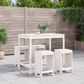 5-teiliges Set mit Gartentisch und hohen Hockern aus weißem Kiefernholz von , Gartensets - Ref: Foro24-3157746, Preis: 333,99...