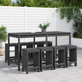 Garden table and high stools 9 pieces solid gray pine wood by , Garden sets - Ref: Foro24-3157759, Price: 620,99 €, Discount: %