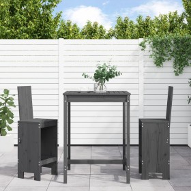 3-teiliges Set mit Gartentisch und hohen Hockern aus grauem Kiefernholz von , Gartensets - Ref: Foro24-3157765, Preis: 239,06...