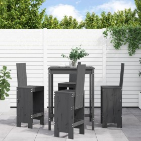 5-piece gray pine wood garden table and high stools set by , Garden sets - Ref: Foro24-3157771, Price: 376,99 €, Discount: %