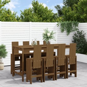 High garden table and stools 9 pcs honey brown pine wood by , Garden sets - Ref: Foro24-3157790, Price: 790,84 €, Discount: %