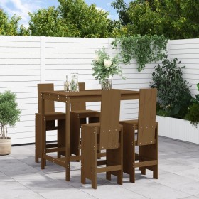 High garden table and stools 5 pieces honey brown pine wood by , Garden sets - Ref: Foro24-3157778, Price: 398,88 €, Discount: %