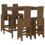 High garden table and stools 5 pieces honey brown pine wood by , Garden sets - Ref: Foro24-3157778, Price: 398,68 €, Discount: %