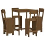 Garden table and 5-piece high stools set made of brown honey pine wood. by , Garden sets - Ref: Foro24-3157802, Price: 351,63...