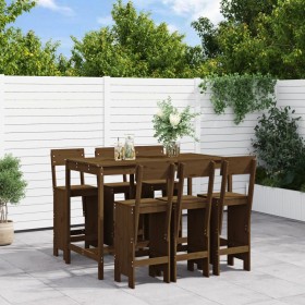 Garden table and high stools 7 pieces honey brown pine wood by , Garden sets - Ref: Foro24-3157814, Price: 542,99 €, Discount: %