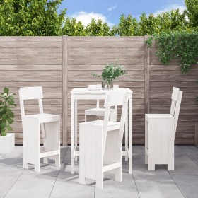 5-piece white pine wood garden table and high stools set by , Garden sets - Ref: Foro24-3157800, Price: 351,99 €, Discount: %