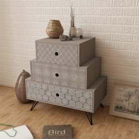 Stepped bedside table with 3 drawers in gray and brown by vidaXL, Nightstands - Ref: Foro24-242233, Price: 90,70 €, Discount: %