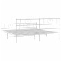 Estructura cama metal con cabecero y estribo blanco 200x200 cm de , Camas y somieres - Ref: Foro24-355537, Precio: 131,68 €, ...