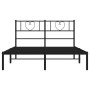 Bed frame with black metal headboard 140x200 cm by , Beds and slatted bases - Ref: Foro24-355464, Price: 105,26 €, Discount: %