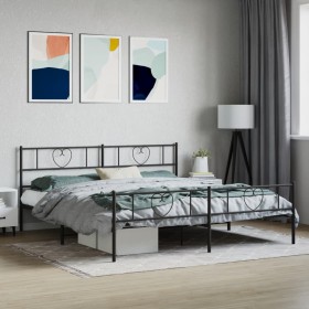 Black metal headboard and footboard bed frame 180x200 cm by , Beds and slatted bases - Ref: Foro24-355485, Price: 108,99 €, D...