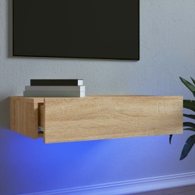 TV stand with LED lights Sonoma oak 60x35x15.5 cm by , TV Furniture - Ref: Foro24-842890, Price: 49,99 €, Discount: %