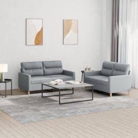 Set von Sofas mit 2 Stück Kissen aus hellgrauem Stoff von , Sofas - Ref: Foro24-3201568, Preis: 485,62 €, Rabatt: %