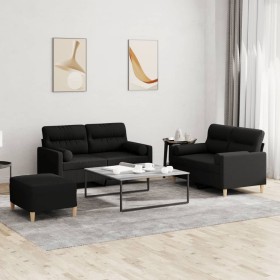 3-piece sofa set with black fabric cushions by , Sofas - Ref: Foro24-3201596, Price: 557,31 €, Discount: %