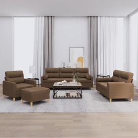 4-piece brown fabric sofa set with cushions by , Sofas - Ref: Foro24-3201563, Price: 767,48 €, Discount: %