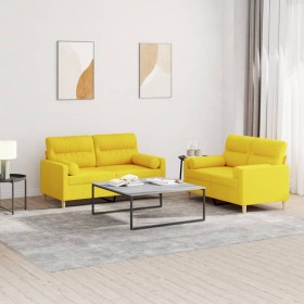 2-piece sofa set with light yellow fabric cushions by , Sofas - Ref: Foro24-3201589, Price: 495,99 €, Discount: %