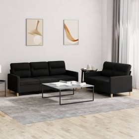 Sofagarnitur mit 2 Stück Kissen aus schwarzem Stoff von , Sofas - Ref: Foro24-3201604, Preis: 551,99 €, Rabatt: %