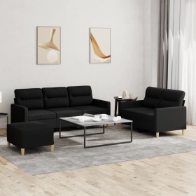 3-piece sofa set with black fabric cushions by , Sofas - Ref: Foro24-3201612, Price: 578,99 €, Discount: %