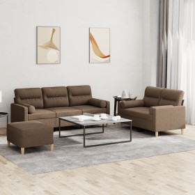 Three-piece sofa set with brown fabric cushions. by , Sofas - Ref: Foro24-3201627, Price: 609,99 €, Discount: %