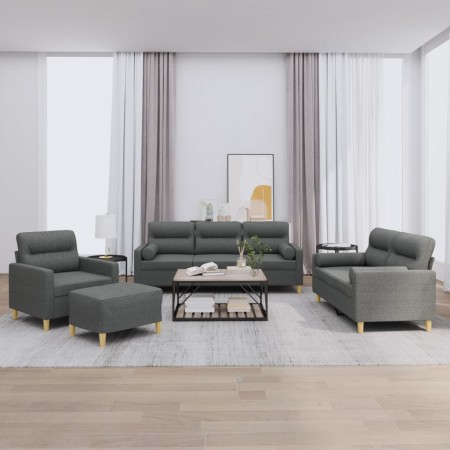 Set of sofas with 4 dark gray fabric cushions by , Sofas - Ref: Foro24-3201561, Price: 805,32 €, Discount: %