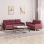 Two-piece sofa set with red wine fabric cushions by , Sofas - Ref: Foro24-3201606, Price: 525,33 €, Discount: %