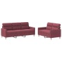 Two-piece sofa set with red wine fabric cushions by , Sofas - Ref: Foro24-3201606, Price: 525,33 €, Discount: %