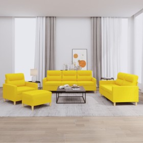 Set of sofas with 4 light yellow fabric cushions by , Sofas - Ref: Foro24-3201549, Price: 690,99 €, Discount: %